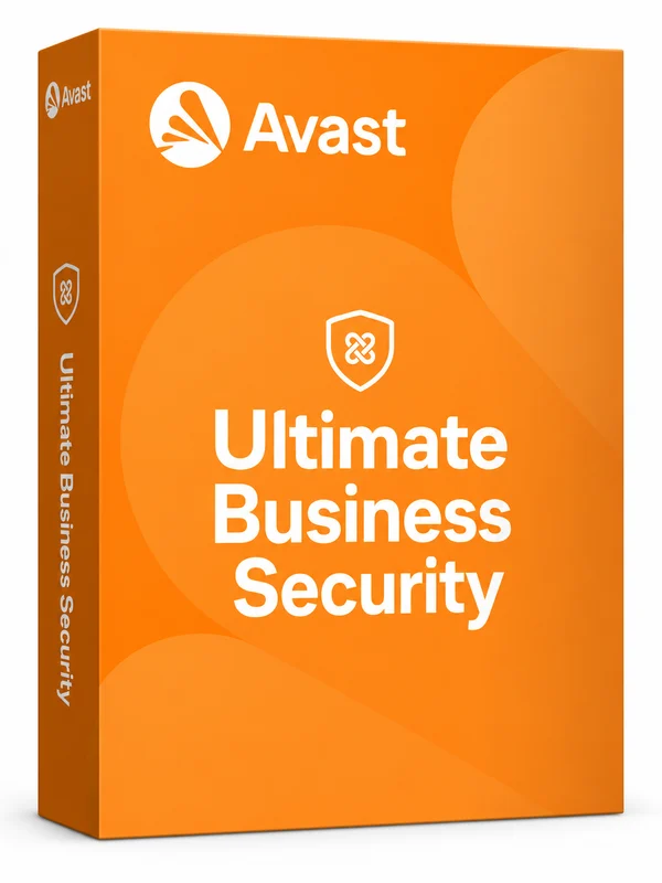 Illustrative orange Avast Ultimate Business Security software box